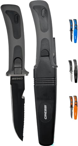 CRESSI Vigo Knife - Tauchermesser von Qualität, Grau/Schwarz, Schwarz Klinge,