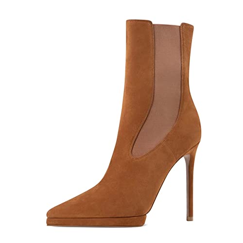 XYD Women Office Work Basic Closed Pointed Toe Pull On Stiletto High Heel Ankle Boots Fall Winter Short Bootie for Lady Party Event Shoes