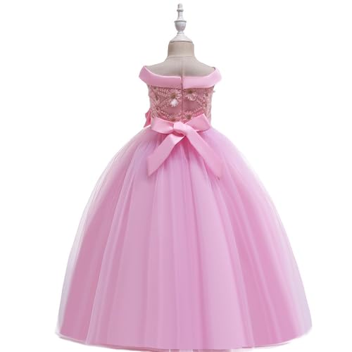 Flower Girls Dress Puffy Tutu Floral Dress Off-Shoulder Princess Dress Wedding Birthday Party First Communion Gown with Bow2