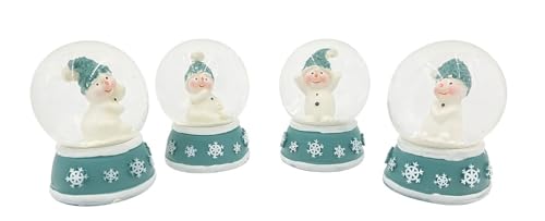4 Stück Schneekugel Schneemann türkis 6cm Weihnachtsdeko Weihnachten...