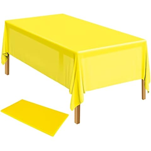 ELECLAND Yellow Plastic Table Cover, 137 x 274 cm Cover