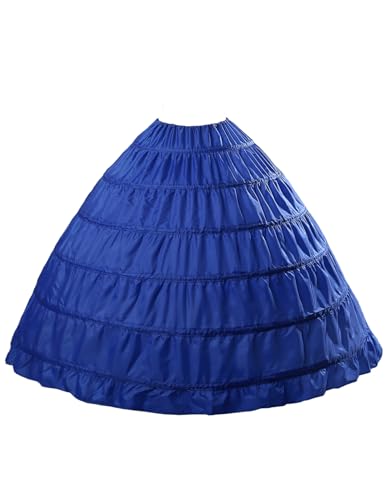 BEAUTELICATE Full A-line 6 Hoop Floor-Length Bridal Dress Gown Slip Petticoat P08 (Royal Blue)
