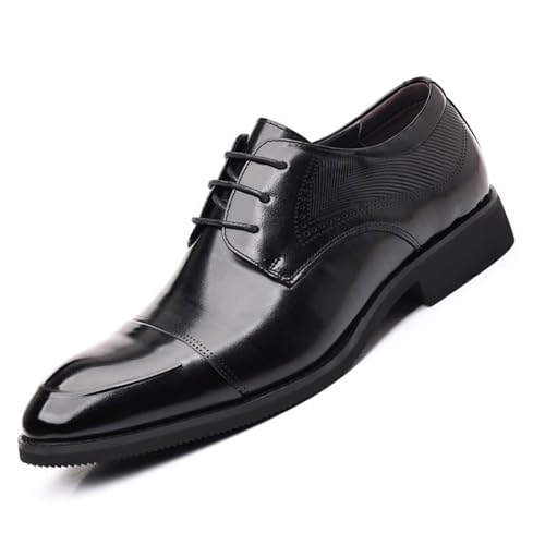 Men Comfortable Fashion Dress Shoes Shiny Patent Leather Summer Lace Up Low Top Formal and Party Oxford Shoes