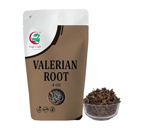 Valerian Root Whole 4oz 100% Natural & Pure for Tea & Herbal Blends Naturally Strong Aroma Resealable Bag for Freshness - By Yogis Gift