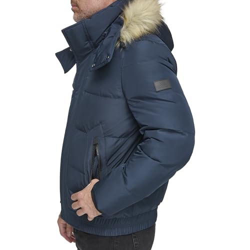 Image of Andrew Marc Men's Short Quilted Inner Bib Attached Umbra Down Bomber With Hybrid Down Fill