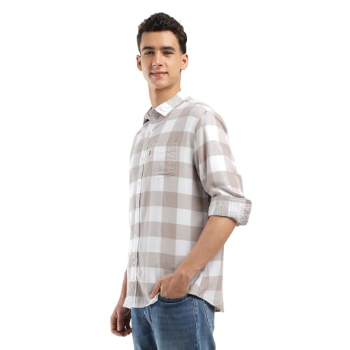 Image of Levi's Men Cotton Checkered Slim Fit Shirt