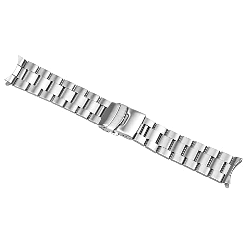 Juntan Stainless Steel Curved Solid End Tapered Watch Band, 18mm 20mm 21mm 22mm Watch Bands Metal Watch Strap Bracelet Deployment Double FlipLock Buckle Silver Black Silver Gold