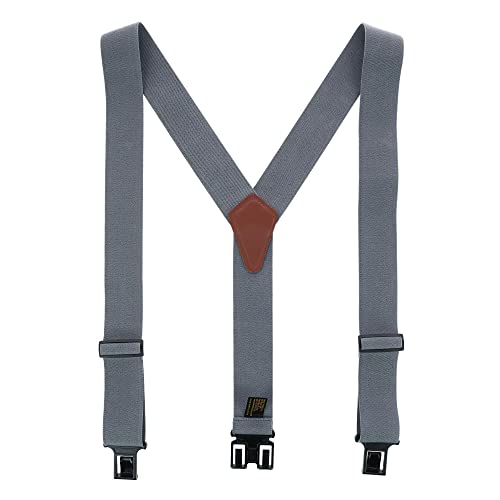 Perry Suspenders Men's Elastic 2 Inch Wide Hook End Suspenders (Tall Available), Tall, Grey