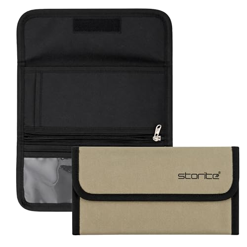 Image of Storite 1 Pack Two Wheeler /Car Document Holder (Beige-25.5 x 12 cm) | Vehicle Registration & Insurance Organizer with Sleek Design and Secure Storage Fits Driving Licence, RC Book, PUC