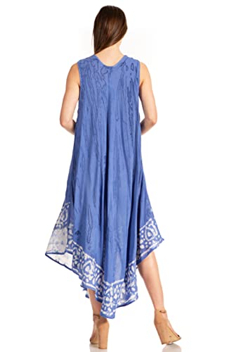 Sakkas Alexis Embroidered Long Sleeveless Floral Caftan Dress/Cover Up2
