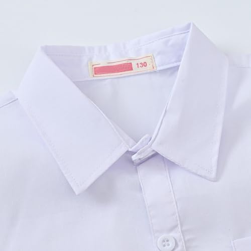 Kids Boys Button Front Collar Shirts Long Sleeve Thin Lightweight Plain Coats Formal Uniform Tops Clothes with Pockets3