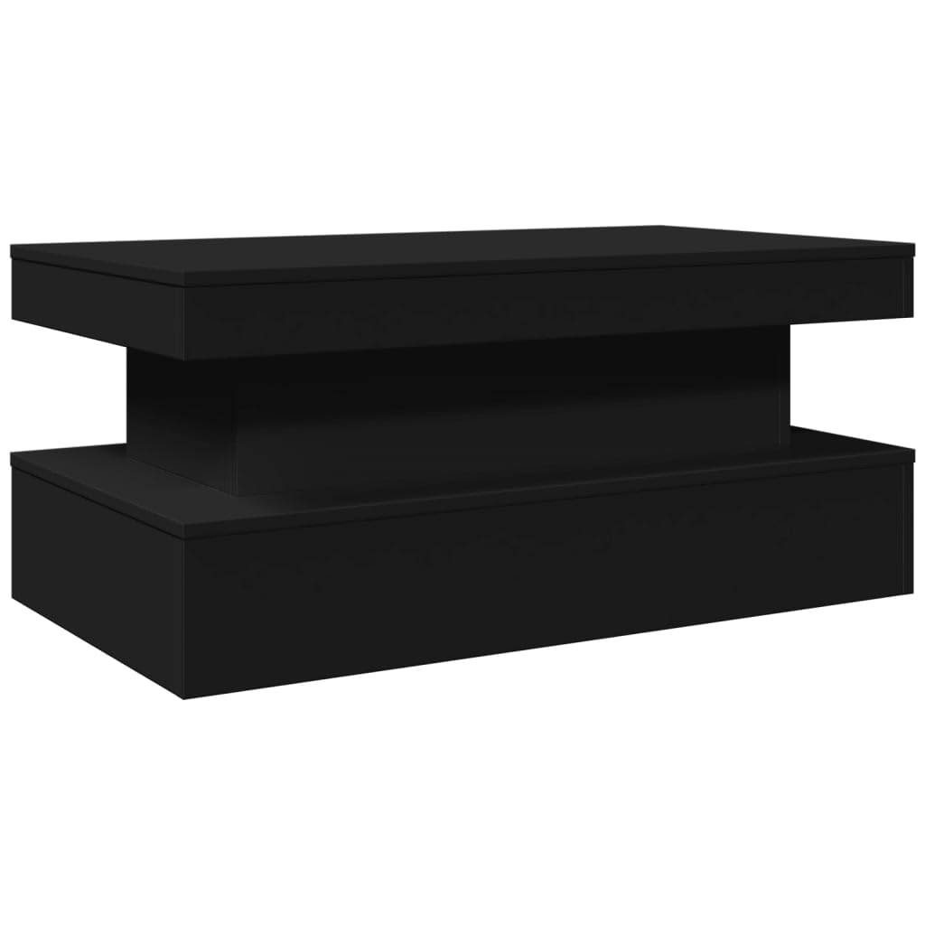 vidaXL Coffee Table with LED Lights Black 90x50x40 cm