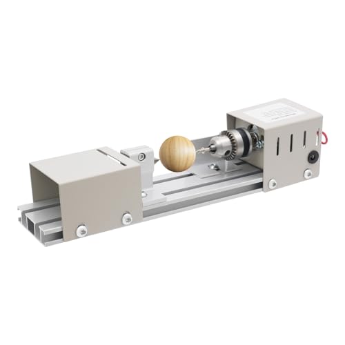 Mini torno de mesa de 96 W, 4000 – 9000 rpm, 7 niveles con forro de precisión, torno compacto para madera, perlas y grabado, incluye 6 cuchillos y accesorios