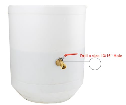 WHK-Rain-Barrel-Spigot-Kit-Water-Bucket-Spigot-Faucets-Water-Spicket-Water-Spout-Spigot-for-555-Gallon-Bucket-for-Rain-Barrel-Water-Container-WaterTank14-Turn-with-Long-HandleBrass