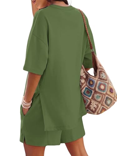 Image of COCCKO Womens Shorts Sets Matching Lounge Two Piece Outfits Summer Cute Casual Vacation Short Sleeve 2 Piece Set