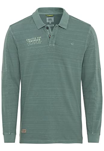 camel active Herren Langarm-Poloshirt aus Reiner Baumwolle Grün,...