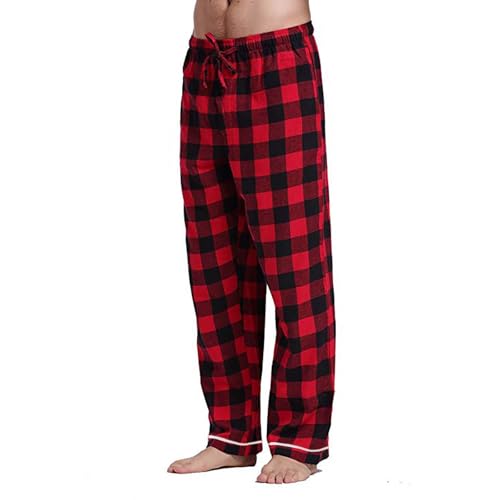 XINGJIAARTS Plaid Pajama Pants Men Loose Lightweight Fashion Bottoms Straight Leg Loungewear Christmas Trousers With Pockets
