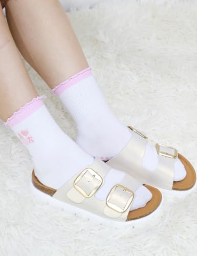 Image of Pilates Grip Yoga Socks For Women Barre Socks Cute Athletic Non Slip Sock | Soft cotton, breathable Non-slip grip sole Ruffle embroidery design For pilates barre yoga Cute women's gift