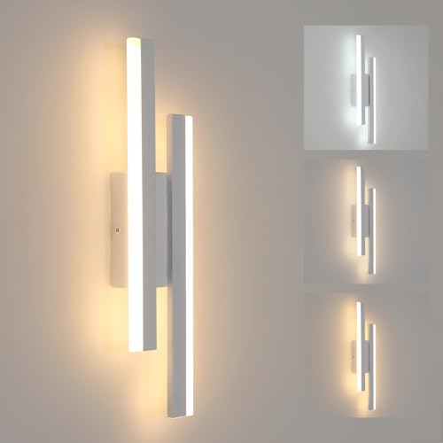 Riserva Aplique Pared Interior LED, Lámpara de Pared Moderna Blanco, 16W Luz de Pared Metal, 3 Temperaturas de Color 3000K/4500K/6500K, para Dormitorio, Estudio, Comedor, Pasillo, Escalera