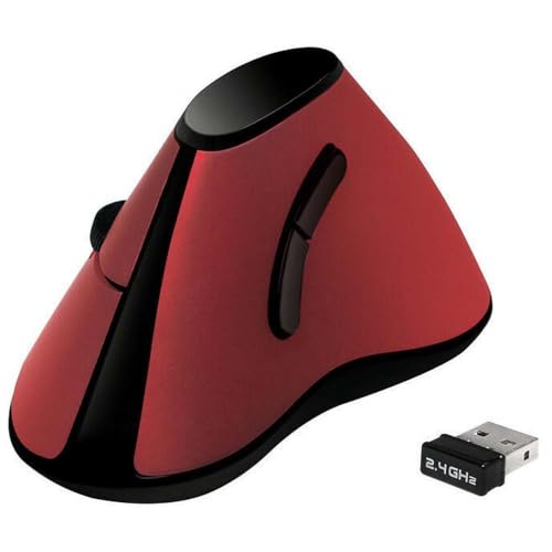 LogiLink ID0159 Souris Ergonomique sans Fil Radio Optique Noir, Rouge 5 Boutons 1200 dpi Ergonomique