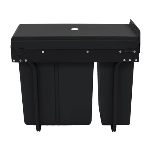 Caneca de basura para gabinete con doble cubeta negro