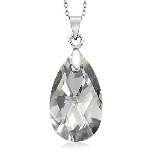 Gem Stone King 925 Sterling Silver Tear Drop Pendant Made with Crystals
