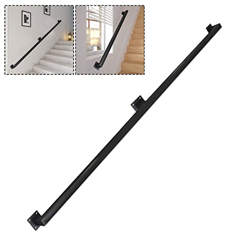 Rampe d'escalier en métal noir mural pour intérieur et extérieur de 1 à 6 m