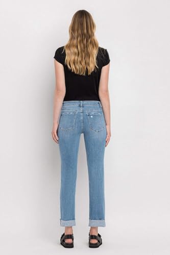 Flying Monkey - Mid Rise Single Cuffed Crop Slim Straight Jean - F41212