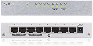 Zyxel 8-Port Desktop Gigabit Ethernet Switch - Metal housing | Plug & Play | Fanless | UK Plug [GS108B]