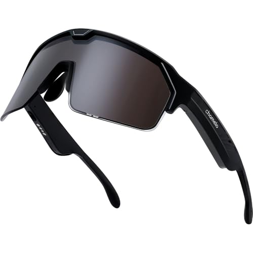 Music Shield Smart Audio Sunglasses Matte Black Frame Smoke Lenses | Open-Ear Bluetooth Glasses for Men & Women with Electronic Tint Control Sweat Proof Sports Eyewear 100% UV Protection