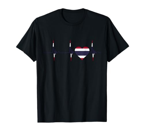 Thailand Heartbeat EKG Pulse Thai Roots Heart Thai-Flagge T-Shirt Thailand Heartbeat EKG Pulse Thai Roots Heart Thai-Flagge T-Shirt