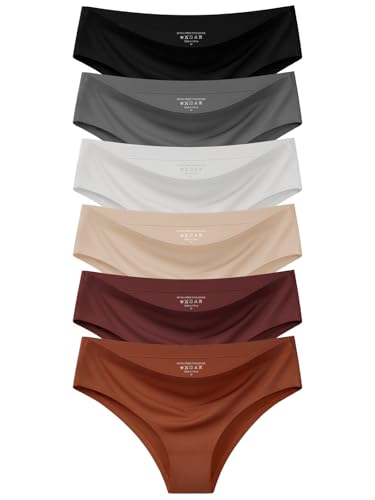 Image of AIVEITE Women's Seamless Underwear No Show Bikini Panties Cheeky Low Rise Breathable Silky Invisible Briefs 6 Pack