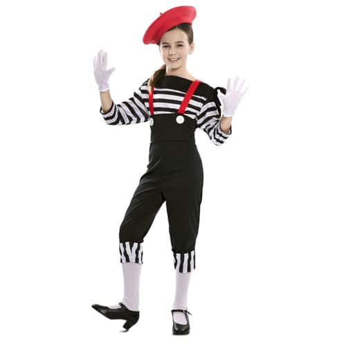 EuroCarnavales - Disfraz mime pantalón niña - Negro - 7 a 9 años (122-138 cm)