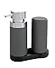 WENKO Set lavapiatti Easy-Squeeze grigio - Dispenser sapone e dispenser detersivo piatti Capacità: 0.25 l, Poliresina, 15 x 18 x 7 cm, Grigio