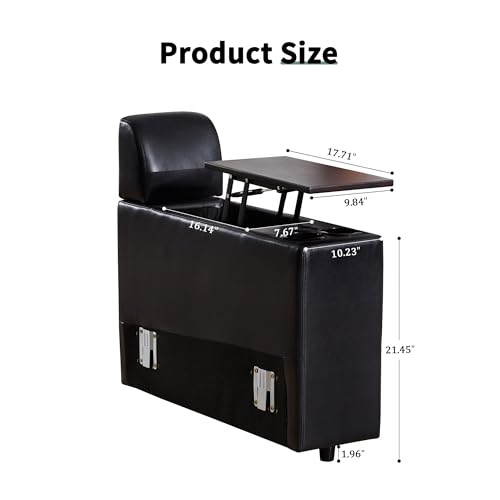 Image of RARZOE Modular Sofa Console Module with Storage, Faux Leather Storage Console with Table &USB Port&Cup Holder, Modular Sectional Sofa Module for Living Room Home Theater,Black