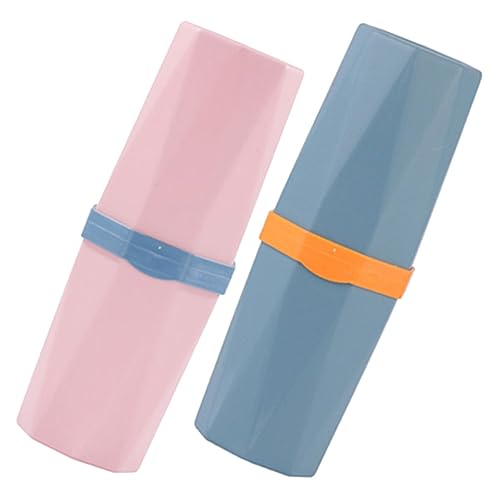 LALADEFIEE 2個 携帯用歯ブラシケース 軽量コンパクト 歯磨き粉収納可能 トラベル用洗面カップ 清潔保持 持ち運び便利 家用旅行用