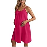 SYDUZAX Robe de Maternité Femme Sans Manches Blanche Robes à Bretelles Femmes Grossesse Enceinte Robes Ete Femmes Grande Taille Couleur Unie Dress Tunique Casual Loose Jupes Ample Mode Décontracté