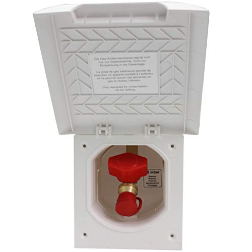 Prise de gaz extérieure avec clapet d'alimentation pour camping-car, caravane, ligne blanche