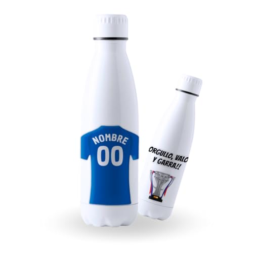 DEREGALOOS Botella Acero Inoxidable 700ml Personalizada con Nombre Oviedo. Botella Deportiva para Aficionados. Hidratación Escolar Gimnasio Regalo Original