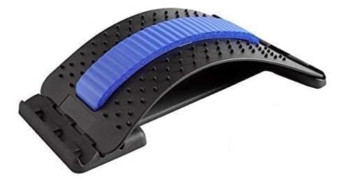 Image of Stretching Device Back Massager Lumbar Support For Bed & Chair Spinal, Lower And Upper Muscle Pain Relief (Blue)