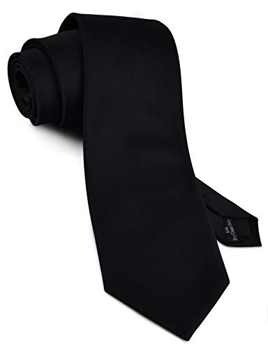 Gusleson 3.15 (8cm) Black Tie for Men Mens Classic Formal Solid Ties Silk Necktie (UK0791-12)