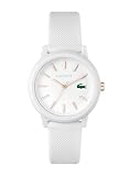 cluses france Cadran blanc semi-brillant avec détails dorés chair et logo emblématique LACOSTE à 3 heures.