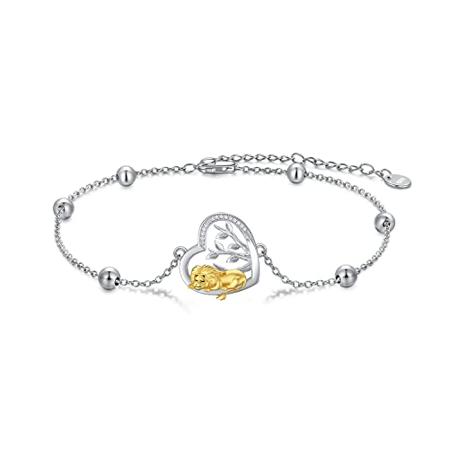 LONAGO Animal Bracelet for Women 925 Sterling Silver Lion Monkey Bracelet Jewelry