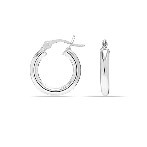 Charmsy 925 Sterling Silver Elegant 925 Sterling Silver Classic Hoop Earrings for Women | Italian Classic 2.5mm Tube Click-Top Medium Hoops Earring | Size 35mm