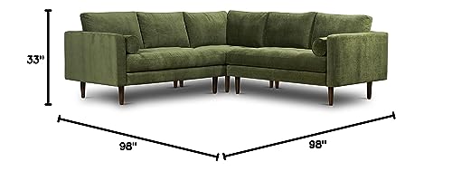 Image of Poly & BARK Napa Fabric Corner Sectional Sofa in Distressed Green Velvet