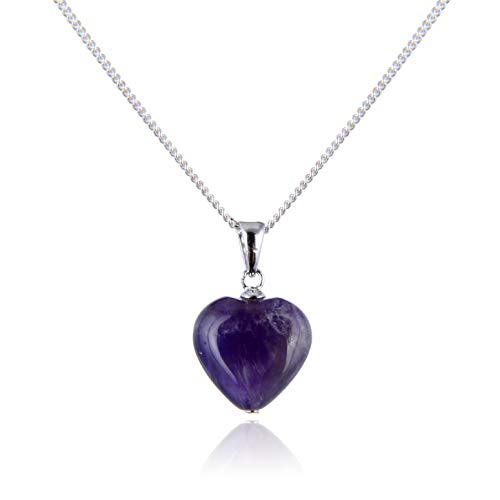 Colgante de corazón en amatista morada para realzar tu look diario de oficina