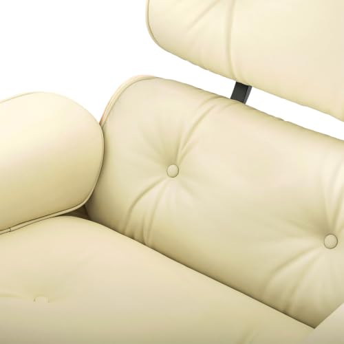 Image of Mid Century Modern Top Grain Leather Chaise Lounge Chair & Ottoman