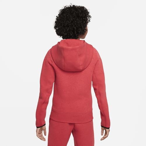 Nike Sportswear Tech Fleece Big Kids' (Boys') Full-Zip Hoodie (FD3285-672, Light University Red Heather/Black/Black) Size X-Small2