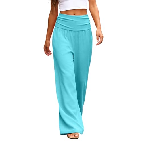 Pantalon extensible à jambes larges et taille élastique confortable