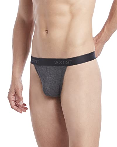 2(X)Ist 020302-968-MD Men'S Essential Cotton Y-Back Thong 3-Pack,Black/Charcoal Heather/Poppy Red,Medium thumb #2